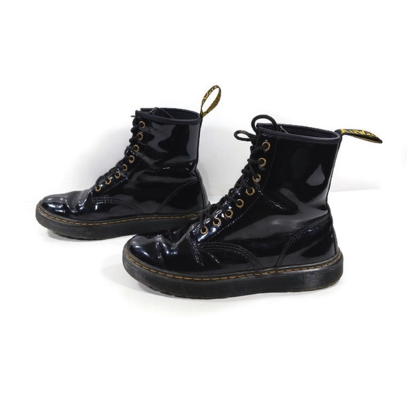 Dr. Martens Zavala Combat Boots Patent Leather Lace Up Size 9L/8M UK7/EU41 - Picture 4 of 11